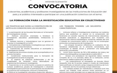 Convocatoria para libro La Formación para la Investigación Educativa en Colectividad